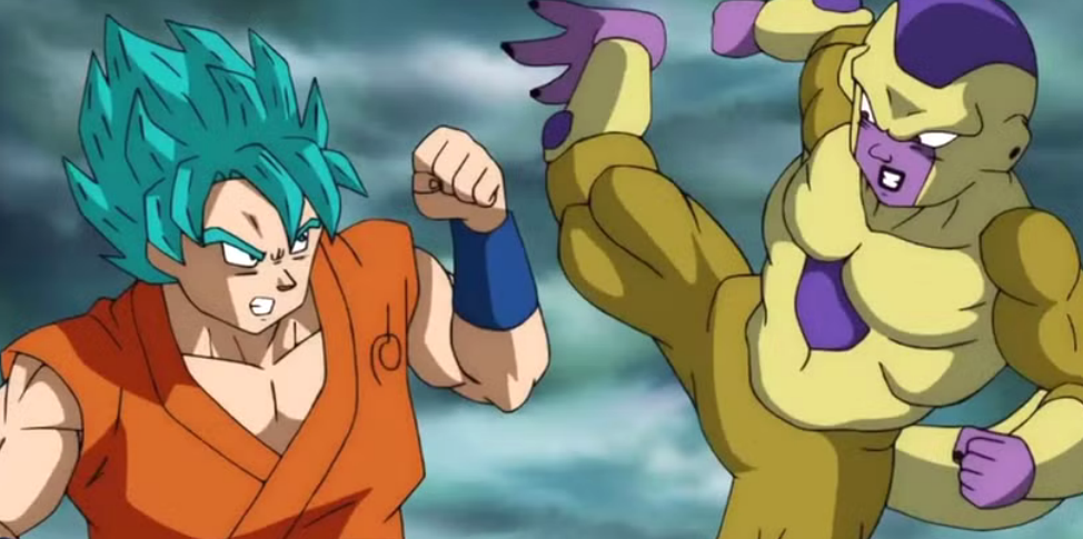 Screenshot from Dragon Ball Super that looks like that bad art you see in those clickbait anime coloring app advertisements